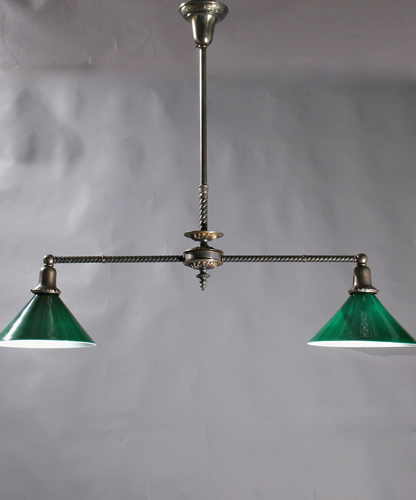 2-Light Kitchen Island Chandelier with Green Cased Shades